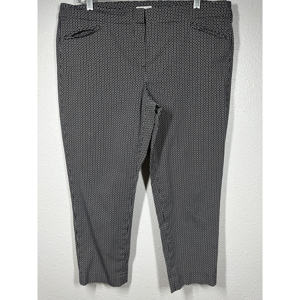 J Jill Pants Womens 14 Petite Black White Geometric Print Cropped Stretch Dress
